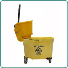 Janitorial Supplies Mop Bucket 32 QT - Commercial Mop Bucket W/SP Wringer W/3In Casters Yellow